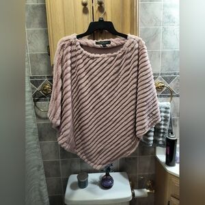 NWOT Softest Pink Furry Short Poncho Sweater